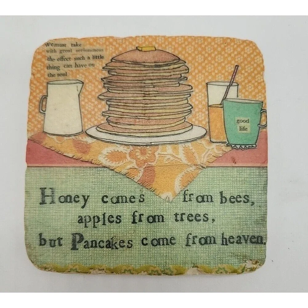 Kitchen Themed Stone Coasters With Display Stand Set of 4 by Curly Girl Design